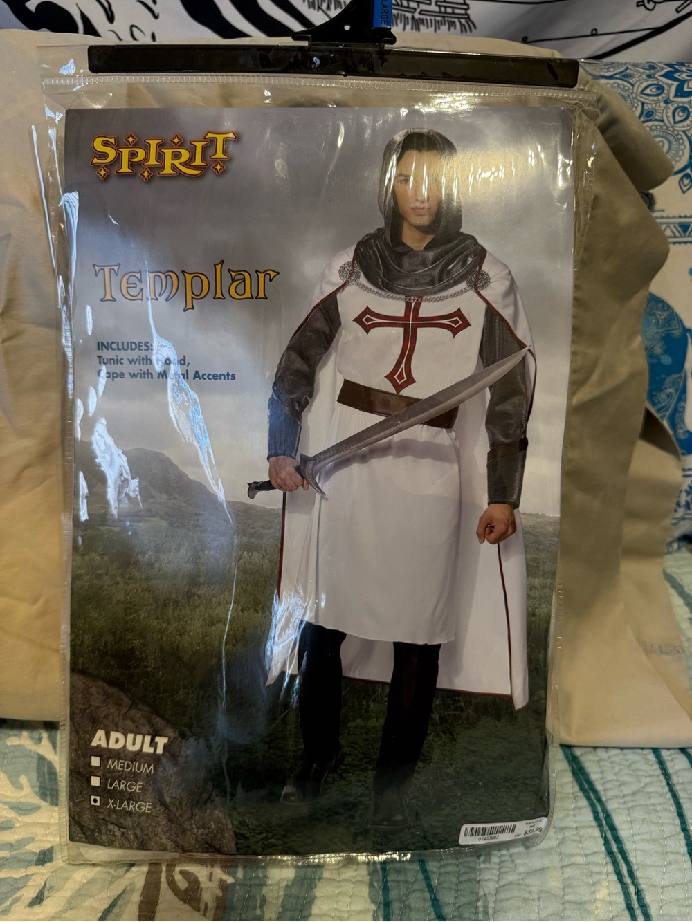 Spirit Templar Adult Costume in White, Black and Red